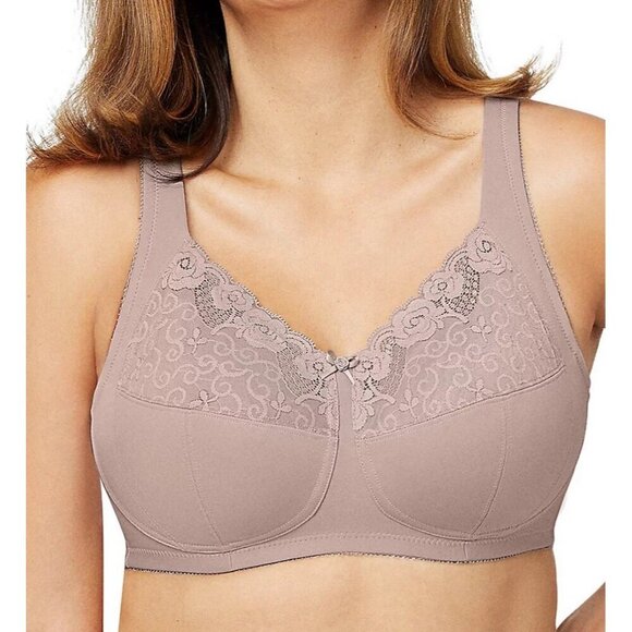 Glamorise 42D Bra Taupe Comfort Lift Rose Lace Wireless Full Coverage 1104 - Picture 9 of 9